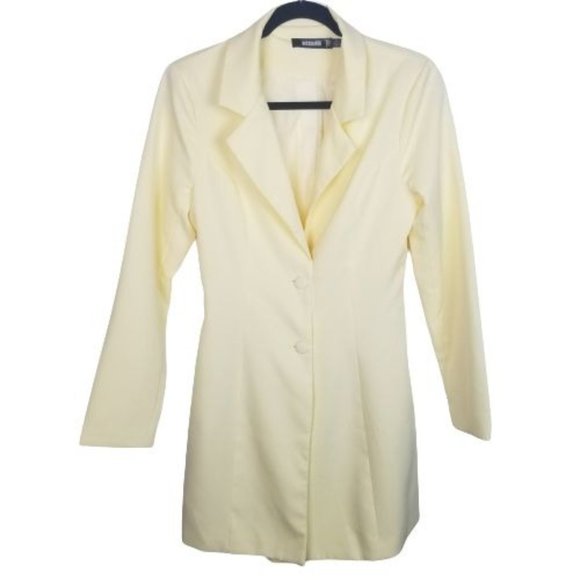 Missguided Women's 4 Butter Yellow Long Sleeve Two Button Blazer Jacket - Picture 1 of 8